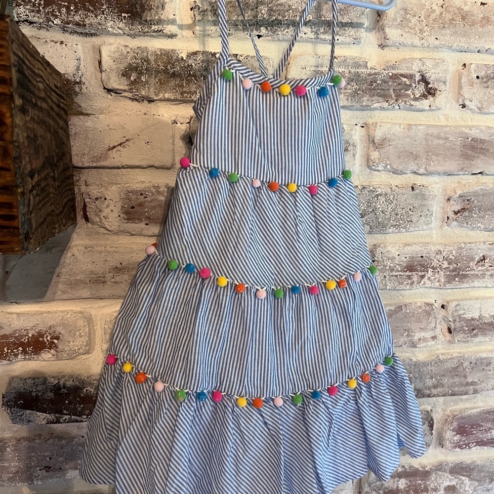 Tommy Bahama Blue Striped Kids Dress with Colorful Accents
